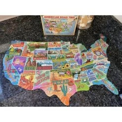 TDC Games American Road Trip 1000 Piece Jigsaw Puzzle in the Shape of the USA 31 inches long - Cool Wall Art