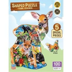 MasterPieces 100 Piece Shaped Jigsaw Puzzle for Kids - Fawn Friends - 14"x19"