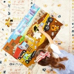 Blue Panda 48 Pieces Giant Floor Construction Jigsaw Puzzle Board for Preschool Kids, 2.9 x 1.9 Feet