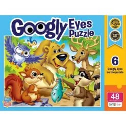 MasterPieces Funny Puzzle - Googly Eyes 48 Piece Jigsaw Puzzle for Kids - Woodland Animals - 14"x19"