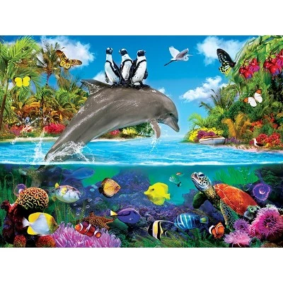 MasterPieces 300 Piece EZ Grip Jigsaw Puzzle - Dolphin Ride - 18"x24" 2 MasterPieces 300 Piece EZ Grip Jigsaw Puzzle - Dolphin Ride - 18"x24" - Image 2