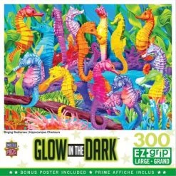 MasterPieces 300 Piece EZ Grip Glow in the Dark Jigsaw Puzzle - Singing Seahorses - 18"x24"