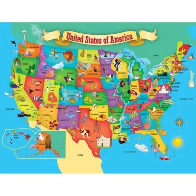 MasterPieces 60 Piece Educational Jigsaw Puzzle for Kids - USA Map State Shaped - 16.5"x12.75" 2 MasterPieces 60 Piece Educational Jigsaw Puzzle for Kids - USA Map State Shaped - 16.5"x12.75" - Image 2
