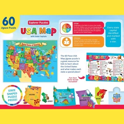 MasterPieces 60 Piece Educational Jigsaw Puzzle for Kids - USA Map State Shaped - 16.5"x12.75" 3 MasterPieces 60 Piece Educational Jigsaw Puzzle for Kids - USA Map State Shaped - 16.5"x12.75" - Image 3