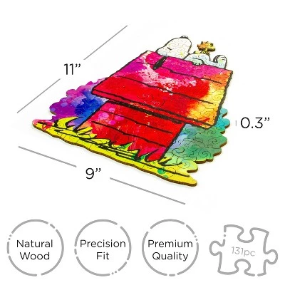 AQUARIUS Peanuts Snoopy and Woodstock 131 Piece Shaped Wooden Jigsaw Puzzle 1 AQUARIUS Peanuts Snoopy and Woodstock 131 Piece Shaped Wooden Jigsaw Puzzle