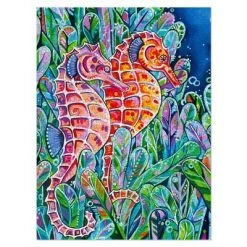 Americanflat 500 Piece Jigsaw Puzzle, 18x24 Inches, "Seahorses" Artwork by Eve Izzett