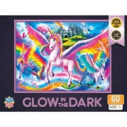 MasterPieces 60 Piece Glow in the Dark Unicorn Puzzle for Kids - Fantasy in Flight - 14"x19"