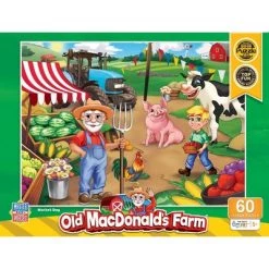 MasterPieces 60 Piece Jigsaw Puzzle for Kids - Old MacDonald's Farm Market Day - 19"x14"
