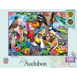 MasterPieces 100 Piece Christmas Jigsaw Puzzle for Kids - Audubon Spring Gathering - 14"x19"