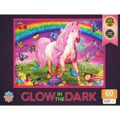 MasterPieces 60 Piece Glow in the Dark Fantasy Puzzle for Kids - Rainbow World - 14"x19"