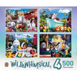 MasterPieces 2000 Piece Jigsaw Puzzle For Adults, Family, Or Kids - Wild & Whimsical 4-Pack - 14"x19"