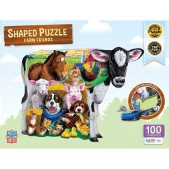 MasterPieces 100 Piece Shaped Jigsaw Puzzle for Kids - Farm Friends - 14"x19"