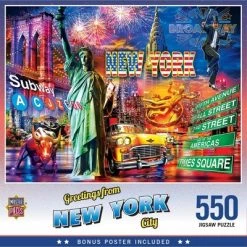 MasterPieces 550 Piece Jigsaw Puzzle For Adults, Family, Or Kids - Greetings From New York City - 18"x24"