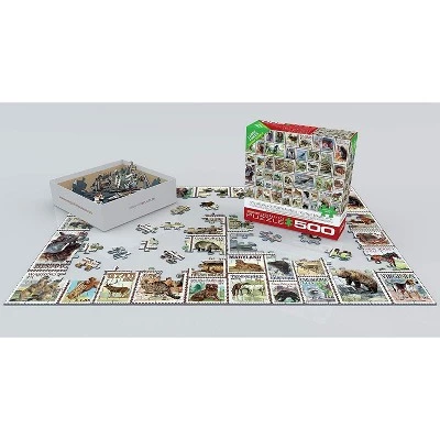 Eurographics Inc. Animals of North America Vintage Stamps 500 Piece Jigsaw Puzzle 1 Eurographics Inc. Animals of North America Vintage Stamps 500 Piece Jigsaw Puzzle
