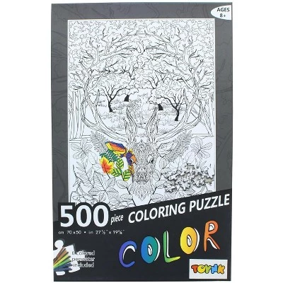 Toynk Deer 500 Piece Coloring Jigsaw Puzzle + 6 Markers 1 Toynk Deer 500 Piece Coloring Jigsaw Puzzle + 6 Markers