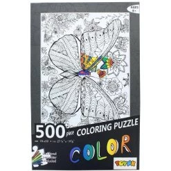 Toynk Butterfly 500 Piece Coloring Jigsaw Puzzle + 6 Markers