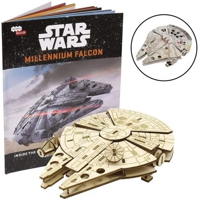 Incredibuilds Star Wars Millenium Falcon Book & Wood Model Figure Kit 1 Incredibuilds Star Wars Millenium Falcon Book & Wood Model Figure Kit