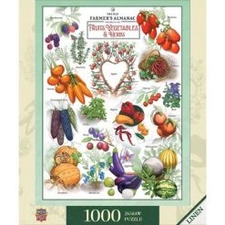 MasterPieces 1000 Piece Jigsaw Puzzle For Adults, Family, Or Kids - Farmer's Almanac; Fruits Vegetables And Berries - 19.25"x26.75"
