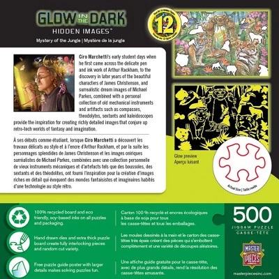 MasterPieces 500 Piece Glow in the Dark Jigsaw Puzzle For Adults, Family, Or Kids - Mystery Of The Jungle - 15"x21" 3 MasterPieces 500 Piece Glow in the Dark Jigsaw Puzzle For Adults, Family, Or Kids - Mystery Of The Jungle - 15"x21" - Image 3