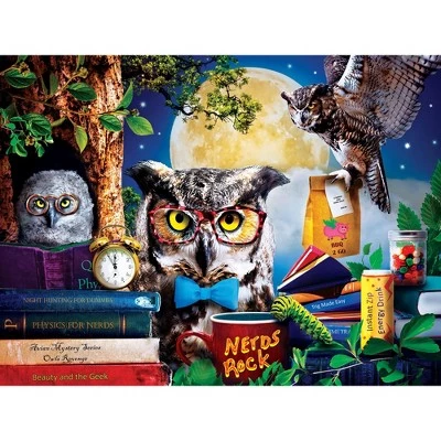 MasterPieces 300 Piece EZ Grip Jigsaw Puzzle - Night Own Study Group - 18"x24" 2 MasterPieces 300 Piece EZ Grip Jigsaw Puzzle - Night Own Study Group - 18"x24" - Image 2