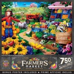 MasterPieces 750 Piece Jigsaw Puzzle For Adults, Family, Or Kids - Fresh Farm Fruit - 18"x24"