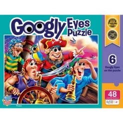 MasterPieces Funny Puzzle - Googly Eyes 48 Piece Jigsaw Puzzle for Kids - Pirates - 14"x19"