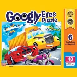 MasterPieces Funny Puzzle - Googly Eyes 48 Piece Jigsaw Puzzle for Kids - Vehicles - 14"x19"