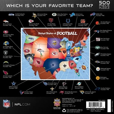 MasterPieces Sports Puzzle - All Teams 500 Piece Jigsaw Puzzle for Adults - NFL League Map Puzzle - 24" x 18" 2 MasterPieces Sports Puzzle - All Teams 500 Piece Jigsaw Puzzle for Adults - NFL League Map Puzzle - 24" x 18" - Image 2