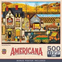 MasterPieces 500 Piece EZ Grip Jigsaw Puzzle For Adults, Family, Or Kids - Harvest Street Party - 19.25"x26.75"