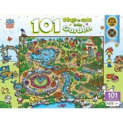 MasterPieces 100 Piece Family Jigsaw Puzzle for Kids - 101 Things to Spot in the Garden - 14"x19"