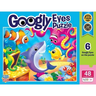MasterPieces Funny Puzzle - Googly Eyes 48 Piece Jigsaw Puzzle for Kids - Lil Shark - 14"x19" 1 MasterPieces Funny Puzzle - Googly Eyes 48 Piece Jigsaw Puzzle for Kids - Lil Shark - 14"x19"
