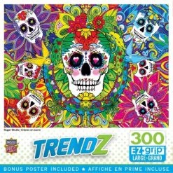 MasterPieces 300 Piece EZ Grip Jigsaw Puzzle - Sugar Skulls - 18"x24"