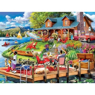 MasterPieces 550 Piece Jigsaw Puzzle For Adults, Family, Or Kids - Summer at The Cabin - 18"x24" 2 MasterPieces 550 Piece Jigsaw Puzzle For Adults, Family, Or Kids - Summer at The Cabin - 18"x24" - Image 2