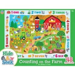 MasterPieces Nature Puzzle - Hide & Seek 48 Piece Jigsaw Puzzle for Kids - Counting on the Farm - 19"x14"