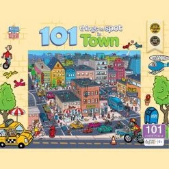 MasterPieces 100 Piece Family Jigsaw Puzzle for Kids - 101 Things to Spot In Town - 14"x19"