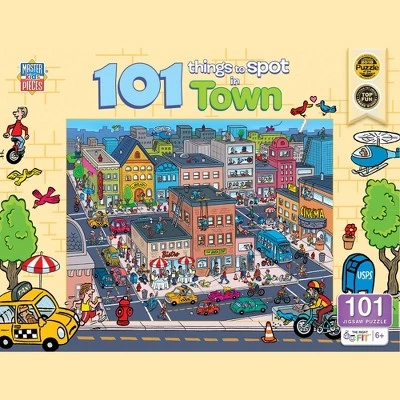 MasterPieces 100 Piece Family Jigsaw Puzzle for Kids - 101 Things to Spot In Town - 14"x19" 1 MasterPieces 100 Piece Family Jigsaw Puzzle for Kids - 101 Things to Spot In Town - 14"x19"