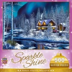 MasterPieces 500 Piece Glitter Christmas Jigsaw Puzzle - Northern Lights - 15"x21"