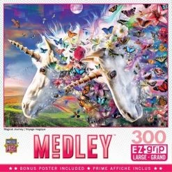 MasterPieces 300 Piece EZ Grip Jigsaw Puzzle - Unicorns & Butterflies - 18"x24"