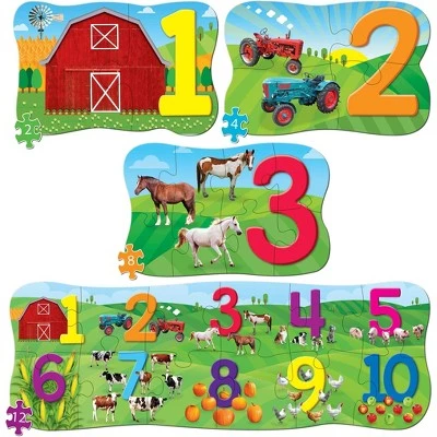 MasterPieces Educational 26 Piece Jigsaw Puzzles for Kids - 123 on the Farm 4-Pack of Puzzles - 22.5"x8" 2 MasterPieces Educational 26 Piece Jigsaw Puzzles for Kids - 123 on the Farm 4-Pack of Puzzles - 22.5"x8" - Image 2