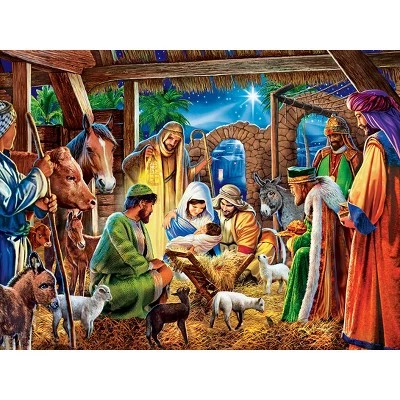 MasterPieces 300 Piece EZ Grip Christmas Jigsaw Puzzle - Away in a Manger - 18"x24" 2 MasterPieces 300 Piece EZ Grip Christmas Jigsaw Puzzle - Away in a Manger - 18"x24" - Image 2