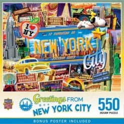 MasterPieces 550 Piece Jigsaw Puzzle For Adults, Family, Or Kids - Greetings From New York - 18"x24"
