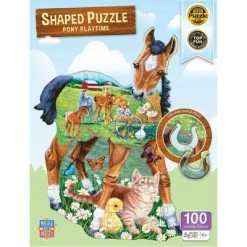 MasterPieces 100 Piece Shaped Jigsaw Puzzle for Kids - Pony Playtime - 14"x19"