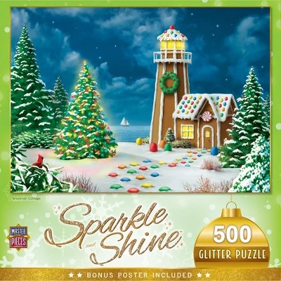 MasterPieces 500 Piece Glitter Christmas Jigsaw Puzzle - Gingerbread Lighthouse - 15"x21" 1 MasterPieces 500 Piece Glitter Christmas Jigsaw Puzzle - Gingerbread Lighthouse - 15"x21"