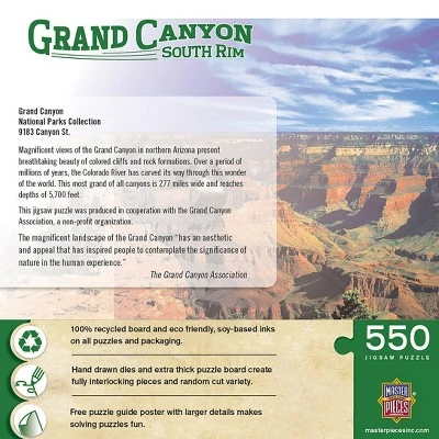 MasterPieces 550 Piece Jigsaw Puzzle For Adults, Family, Or Kids - Grand Canyon South Rim - 18"x24" 3 MasterPieces 550 Piece Jigsaw Puzzle For Adults, Family, Or Kids - Grand Canyon South Rim - 18"x24" - Image 3
