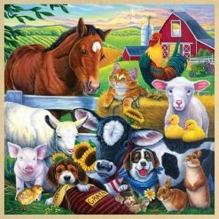 MasterPieces 48 Piece Fun Facts Jigsaw Puzzle for Kids - Farm Friends Wood Puzzle - 12"x12"