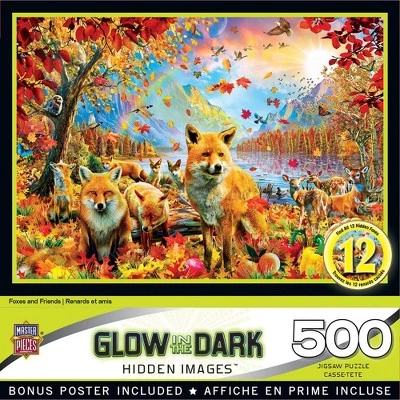 MasterPieces 500 Piece Glow in the Dark Jigsaw Puzzle For Adults, Family, Or Kids - Fox and Friends - 15"x21" 1 MasterPieces 500 Piece Glow in the Dark Jigsaw Puzzle For Adults, Family, Or Kids - Fox and Friends - 15"x21"