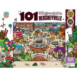 MasterPieces 100 Piece Family Jigsaw Puzzle for Kids - 101 Things to Spot in Hersheyville - 14"x19"
