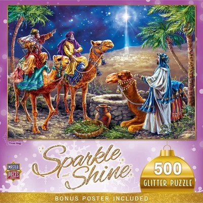 MasterPieces 500 Piece Glitter Christmas Jigsaw Puzzle - Three Magi - 15"x21" 1 MasterPieces 500 Piece Glitter Christmas Jigsaw Puzzle - Three Magi - 15"x21"