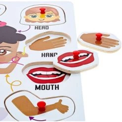 Blue Panda 2 Pack Educational Wooden Peg Puzzle for Toddler & Kids, My Human Body Parts, 12 x 9 in