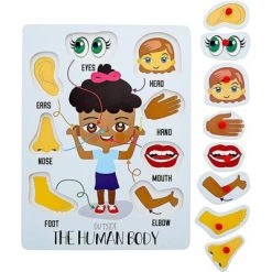 Blue Panda 2 Pack Educational Wooden Peg Puzzle for Toddler & Kids, My Human Body Parts, 12 x 9 in -Puzzles Sales 2022 unnamed file 5415
